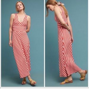Maeve by Anthropologie ribbed orange & white maxi